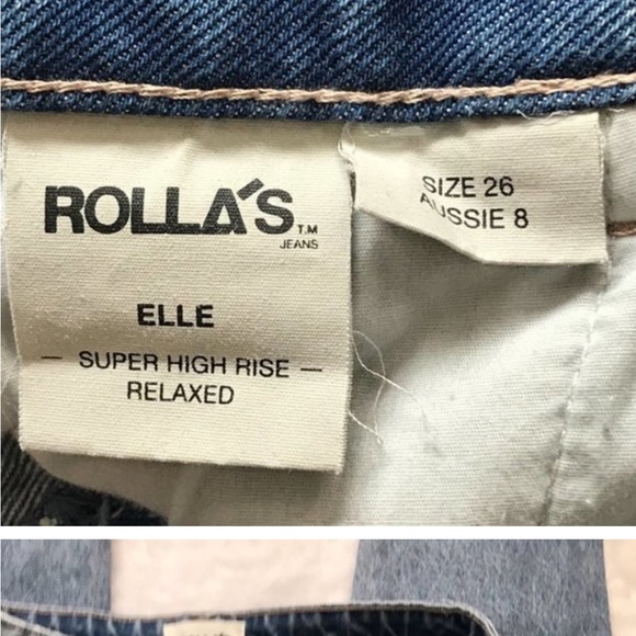 Rolla's Women's‎ Garage Blue Denim Super High Rise Relaxed Elle Jeans Size 26 - Picture 7 of 12